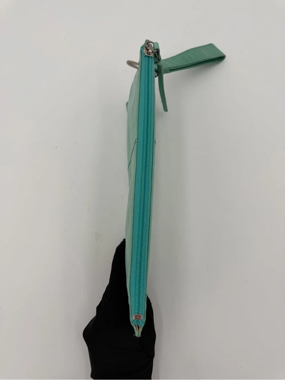 HOBO The Original Vintage Turquoise Leather Wristlet Clutch Geometric Lining